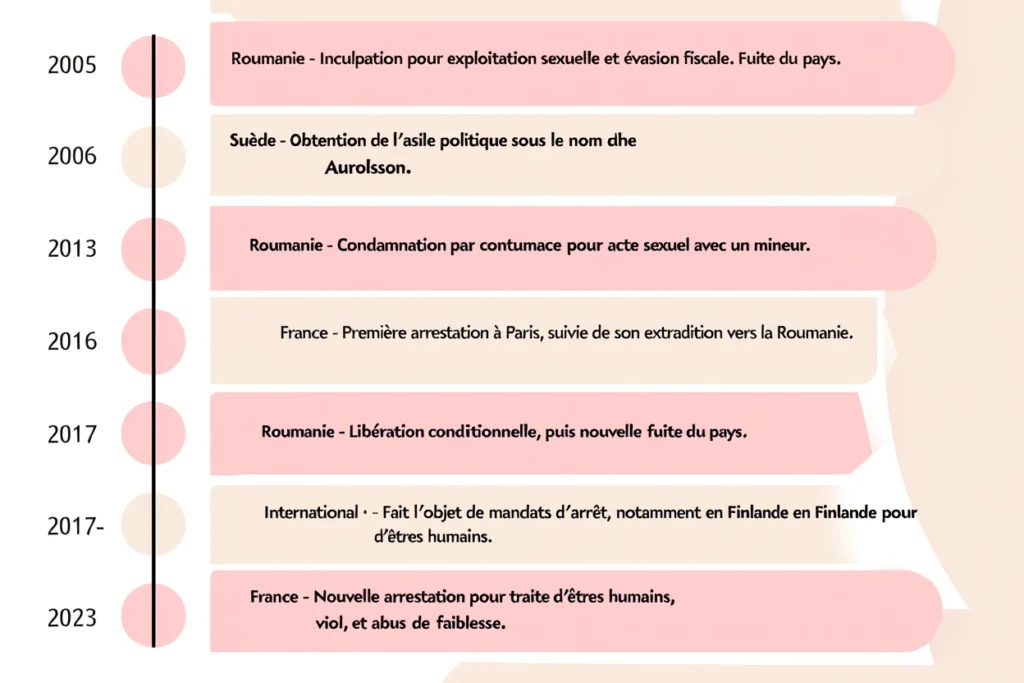 Frise chronologique parcours judiciaire Gregorian Bovilaru