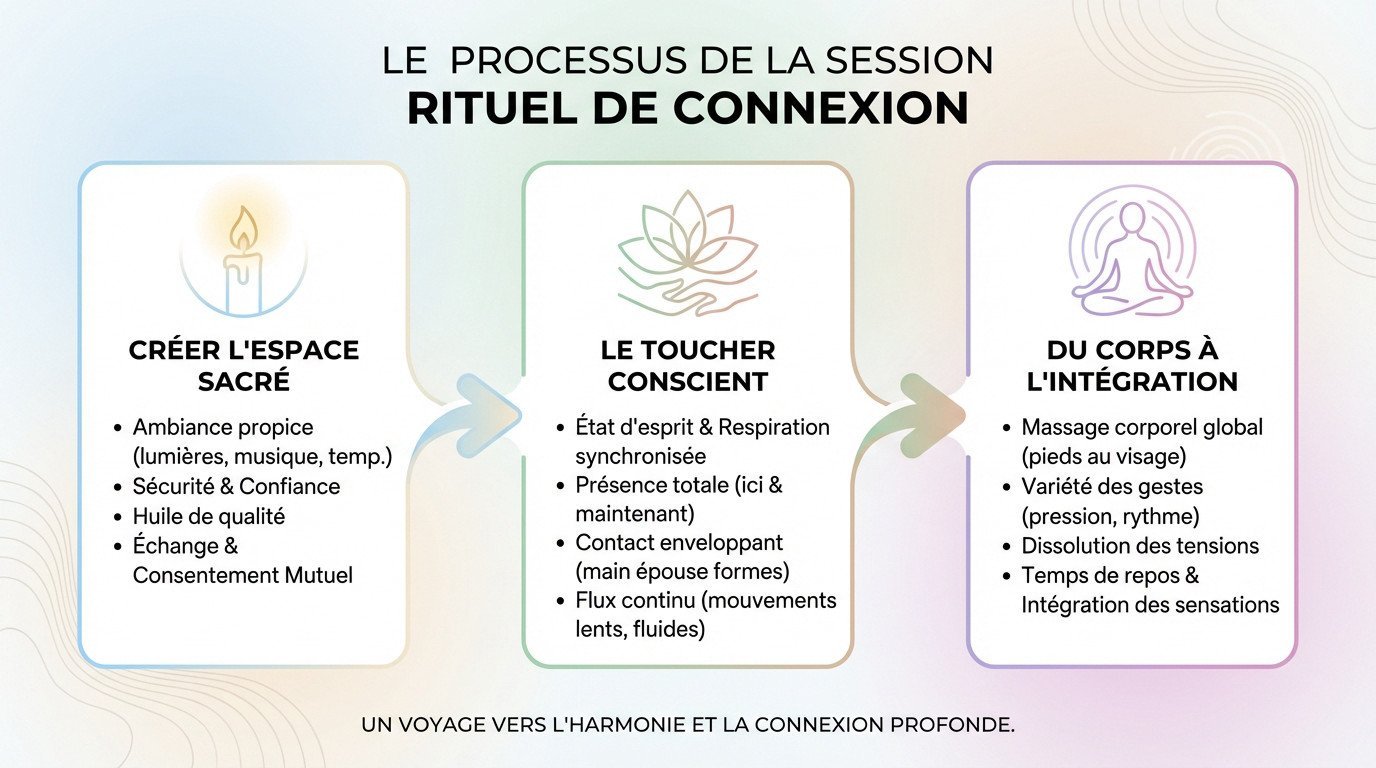 Ambiance apaisante et préparation pour une séance de massage tantrique